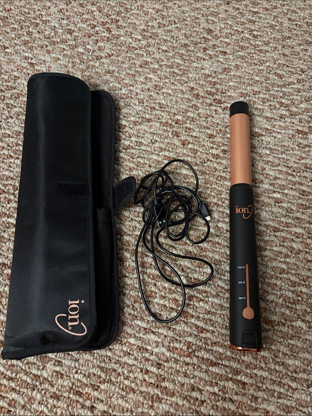 Ion 1”Ceramic Curling Wand - Black & Rose Gold